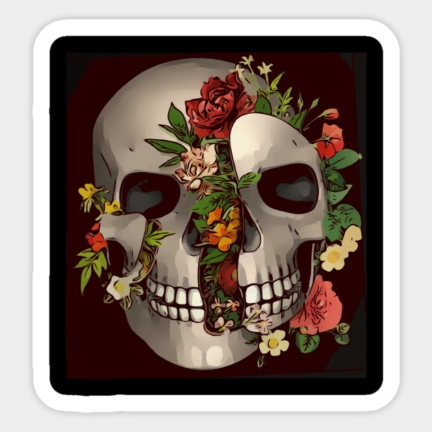 skull and roses Sticker by MarkoShirt